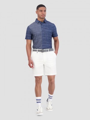 Camisa Polo Ben Sherman Melange Stripes Color Block Tech Jersey Sports Fit Azul Marino | QCVNJXE-56