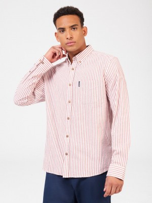 Camisas Ben Sherman Recycled Cotton Oxford Stripe Naranjas | YOWMISQ-05