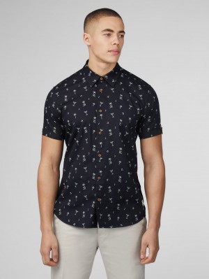 Camisas Ben Sherman Scattered Negras | VGEUWZL-36