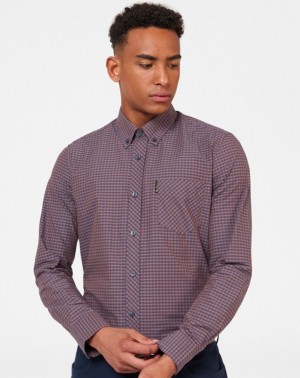 Camisas Ben Sherman Signature Gingham Long-Sleeve Moradas | GPQLXFY-91