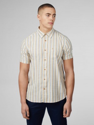 Camisas Ben Sherman Signature Mod Stripe Blancas | XCJTPKD-68