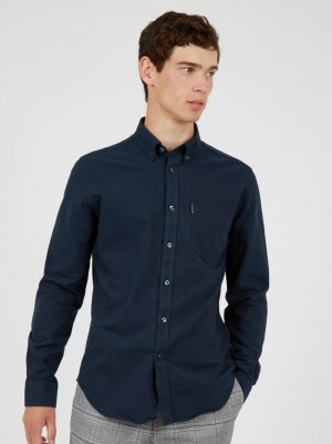 Camisas Ben Sherman Signature Organic Oxford Azul Marino | AHPDGOM-91