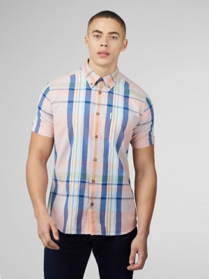 Camisas Ben Sherman Signature Seersucker Check Rosas | ZYRUXHA-93