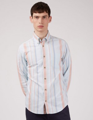 Camisas Ben Sherman The Oxford Ivy Stripe Long-Sleeve Azules | ETVAIOD-56