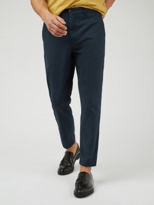 Pantalon Ben Sherman Signature Slim Taper Linen Verde | KQMTZGD-79