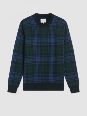 Prendas De Punto Ben Sherman Blackwatch Check Crewneck Negras | UHWAKQX-14