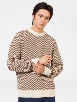 Prendas De Punto Ben Sherman Chevron Jacquard Crewneck Blancas | JKQGEHR-10