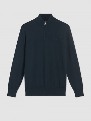 Prendas De Punto Ben Sherman Merino Half-Zip Negras | QGCFBVO-95