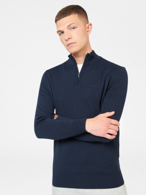 Prendas De Punto Ben Sherman Merino Half-Zip Azul Marino | UNFRDCS-35