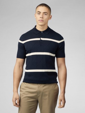 Prendas De Punto Ben Sherman Signature Argyle Stripe Polo Azul Marino | OEGKLXH-32