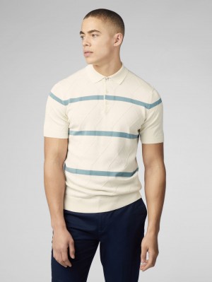 Prendas De Punto Ben Sherman Signature Argyle Stripe Polo Blancas | FMNPRVY-27