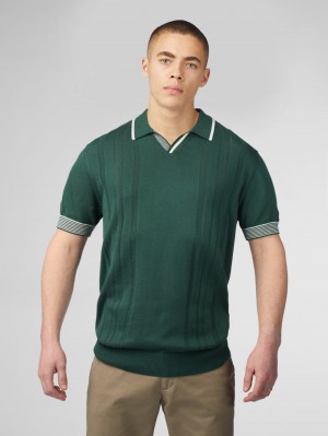 Prendas De Punto Ben Sherman Signature Open Neck Polo Verde | WQTIGCA-30