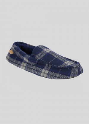 Slipper Ben Sherman Gritti Palace Check Moccasin Azul Marino | FYJXECL-17