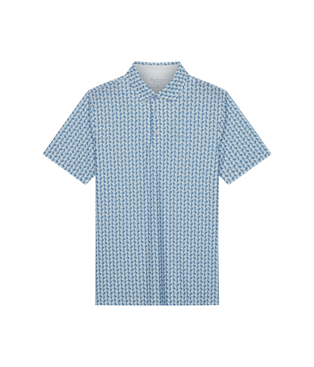 Camisa Polo Ben Sherman Bauhaus Geo Tech Jersey Sports Fit Azules | VMSUPQW-16