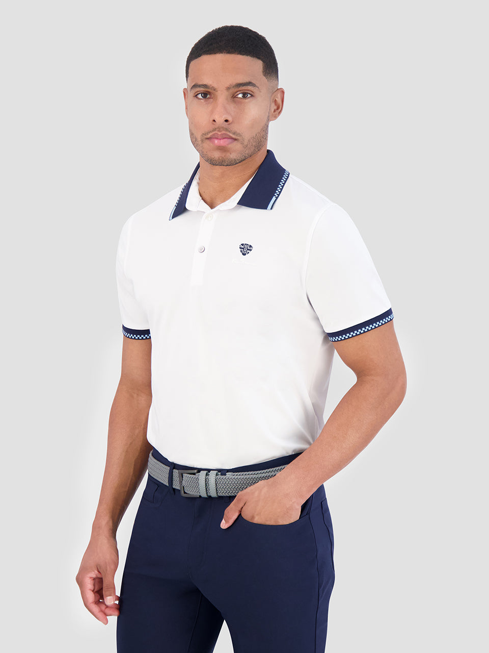 Camisa Polo Ben Sherman Checker Rib Air Pique Sports Fit Blancas | IKAZLUW-89