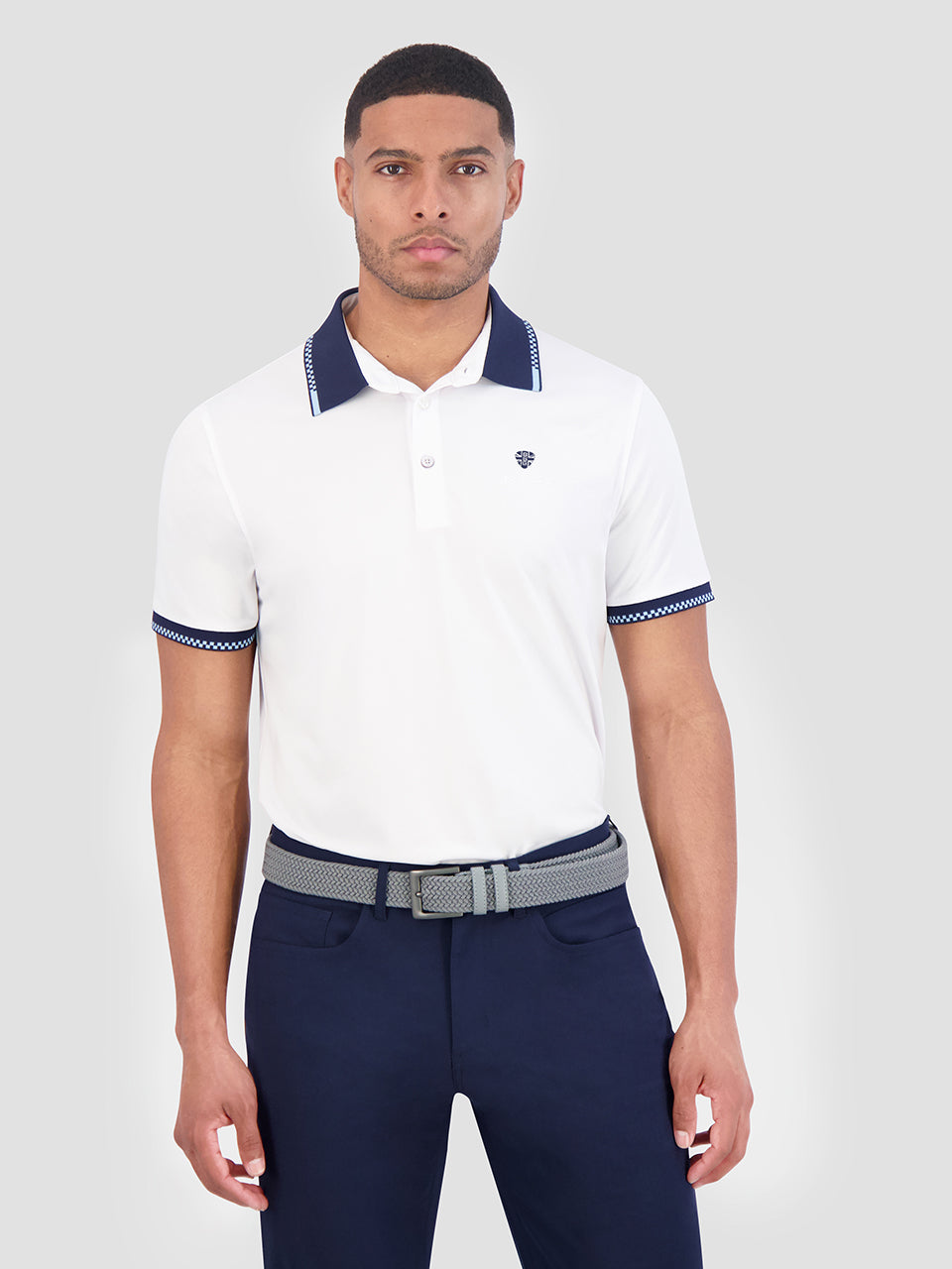 Camisa Polo Ben Sherman Checker Rib Air Pique Sports Fit Blancas | IKAZLUW-89