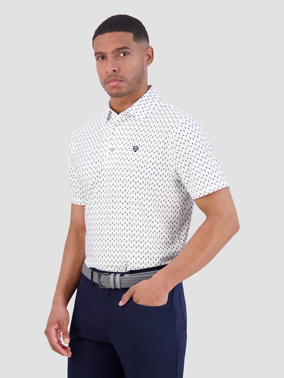 Camisa Polo Ben Sherman Chequerboard Geo Blancas | BWLPRYC-21