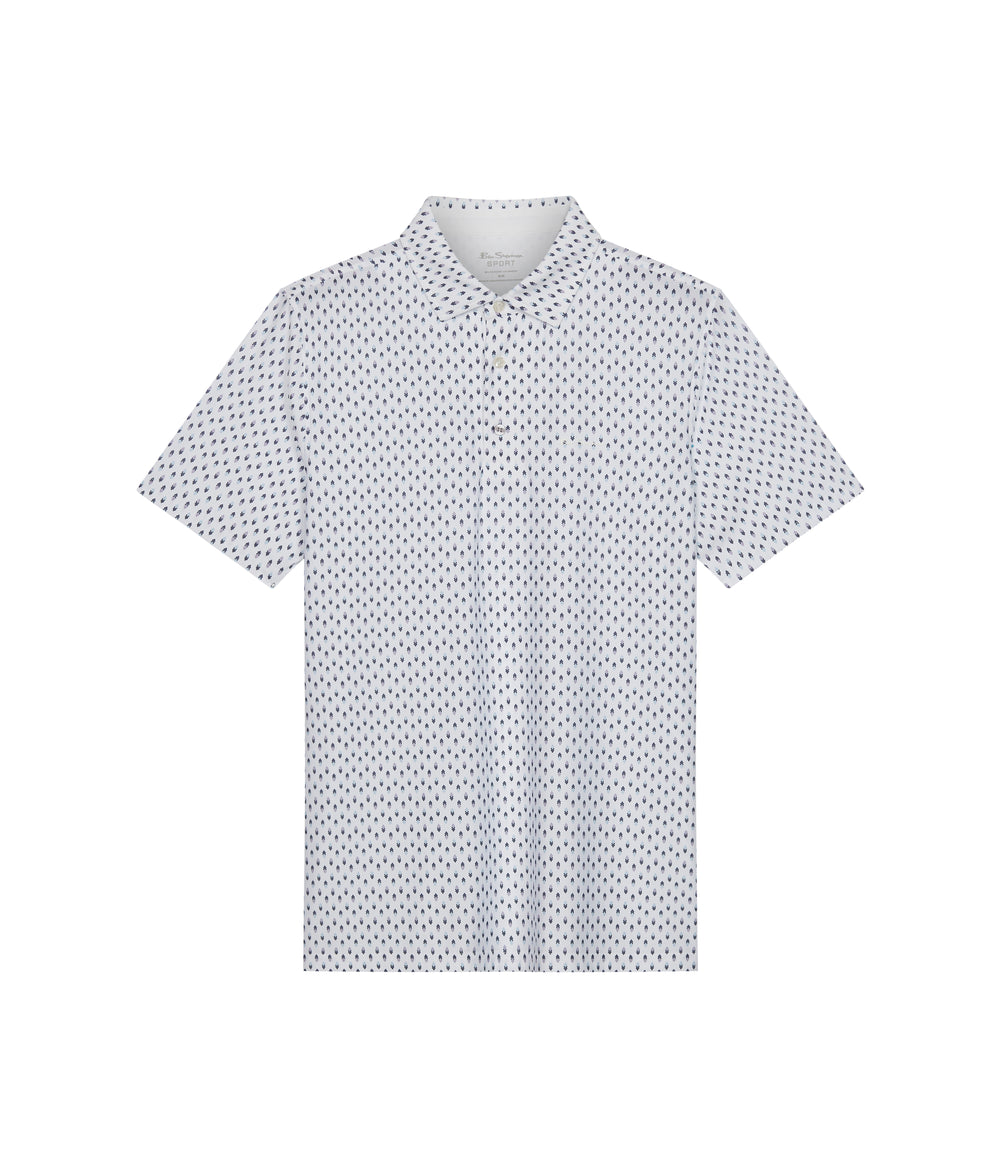 Camisa Polo Ben Sherman Chequerboard Geo Blancas | BWLPRYC-21