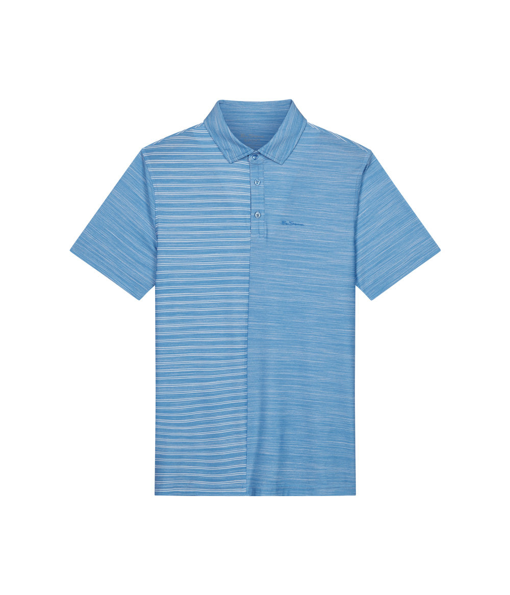 Camisa Polo Ben Sherman Melange Stripes Color Block Tech Jersey Sports Fit Azur | UKGRIZA-65