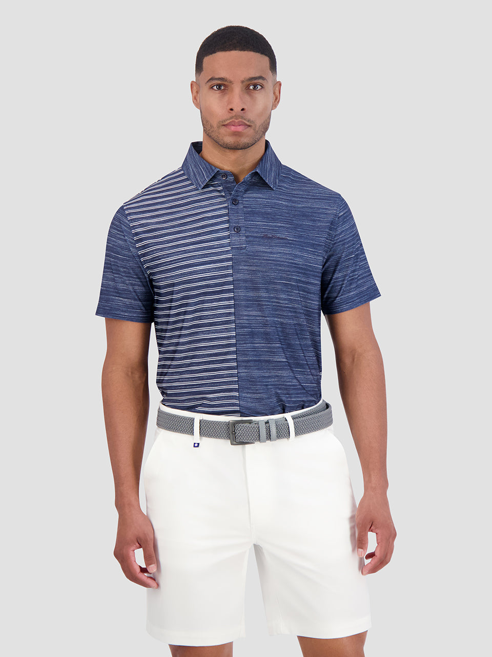 Camisa Polo Ben Sherman Melange Stripes Color Block Tech Jersey Sports Fit Azul Marino | QCVNJXE-56