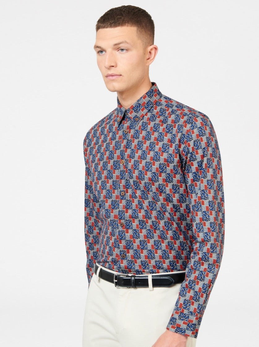 Camisas Ben Sherman 1950s Checkerboard Indigo | MVLHFBY-24