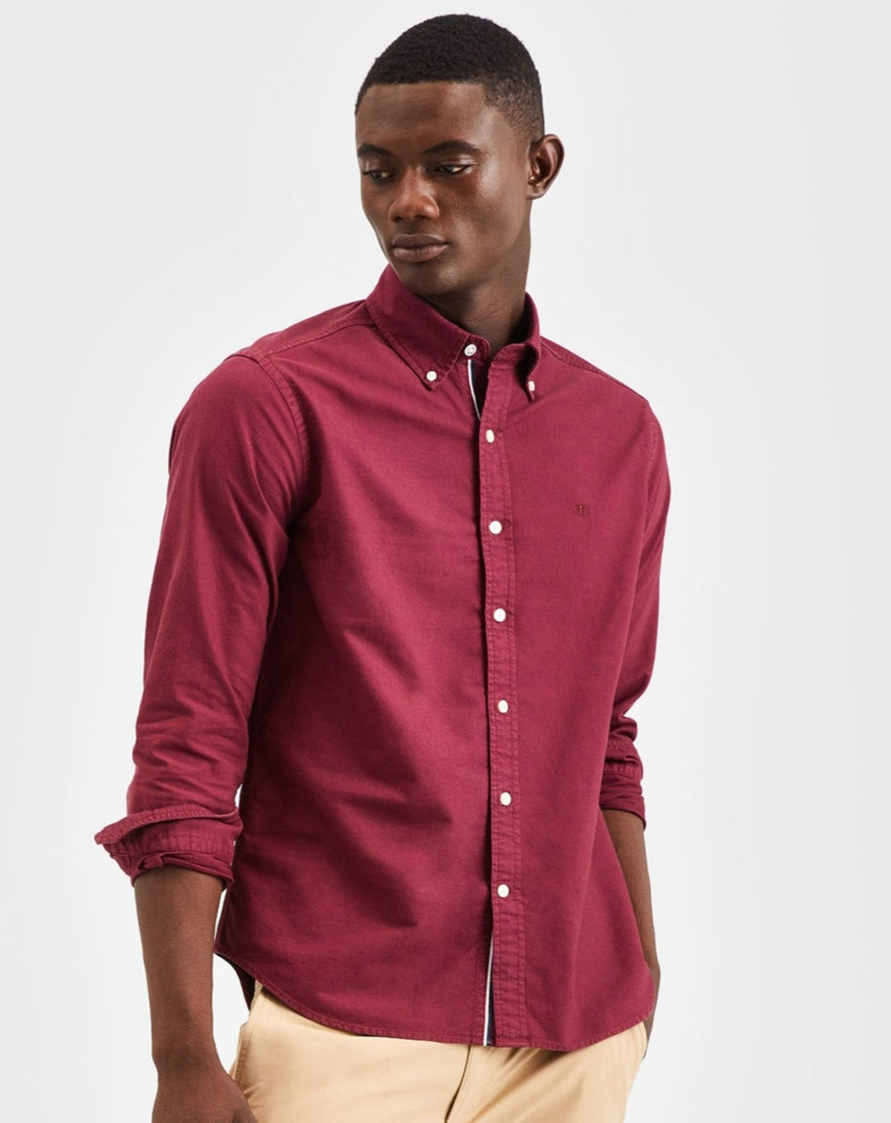 Camisas Ben Sherman Beatnik Oxford Garment Dye Burdeos | HLDEBAF-80