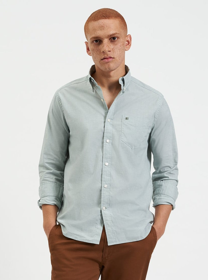 Camisas Ben Sherman Beatnik Wash Long-Sleeve Verde | GVPQRDF-60