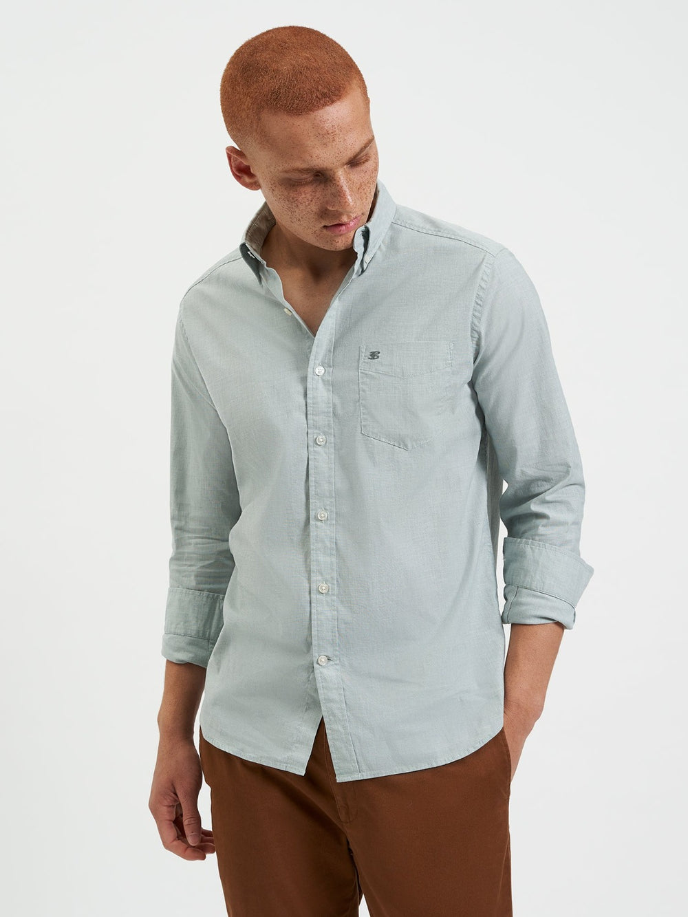 Camisas Ben Sherman Beatnik Wash Long-Sleeve Verde | GVPQRDF-60