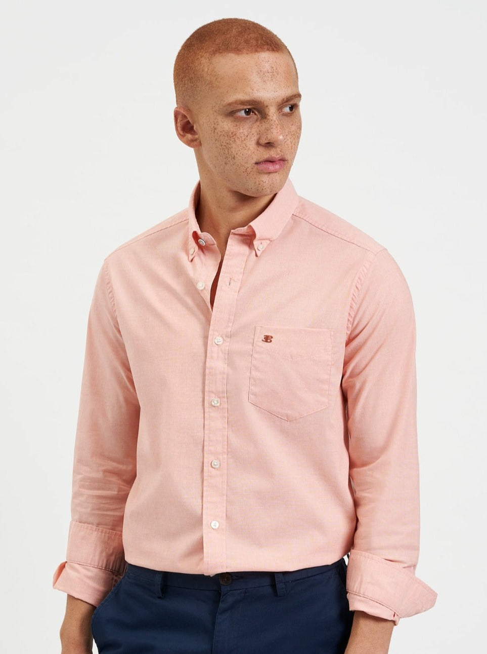 Camisas Ben Sherman Beatnik Wash Long-Sleeve Naranjas | MSQOJXE-19