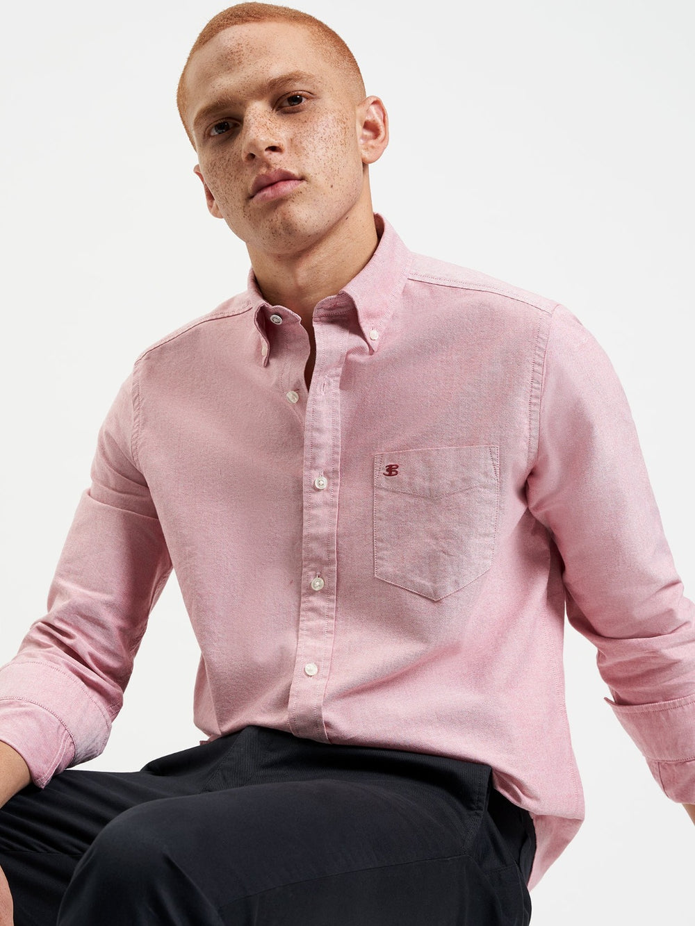 Camisas Ben Sherman Brighton Oxford Organic Rojas Claro | CFUJMGA-12