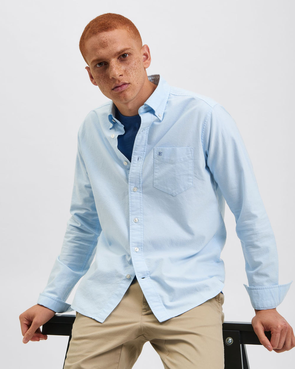 Camisas Ben Sherman Brighton Oxford Organic Azules | CEKYSAV-28