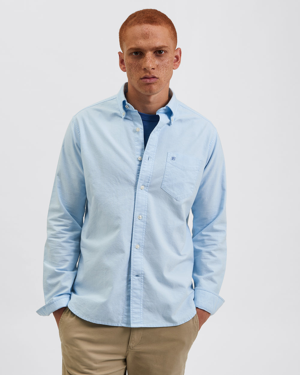 Camisas Ben Sherman Brighton Oxford Organic Azules | CEKYSAV-28