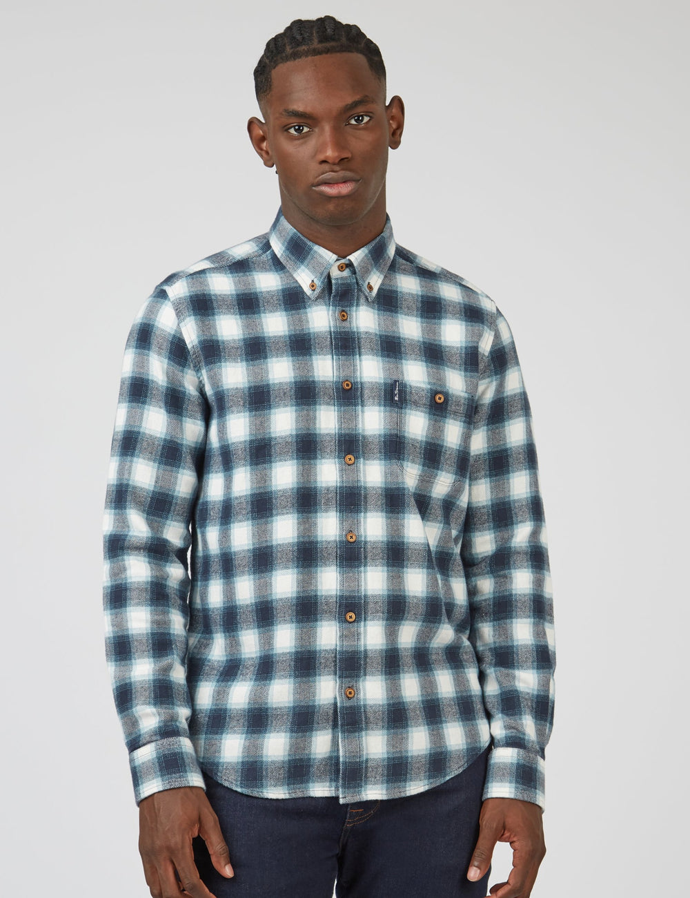 Camisas Ben Sherman Brushed Ombre Check Flannel Verde | FDASVTW-86