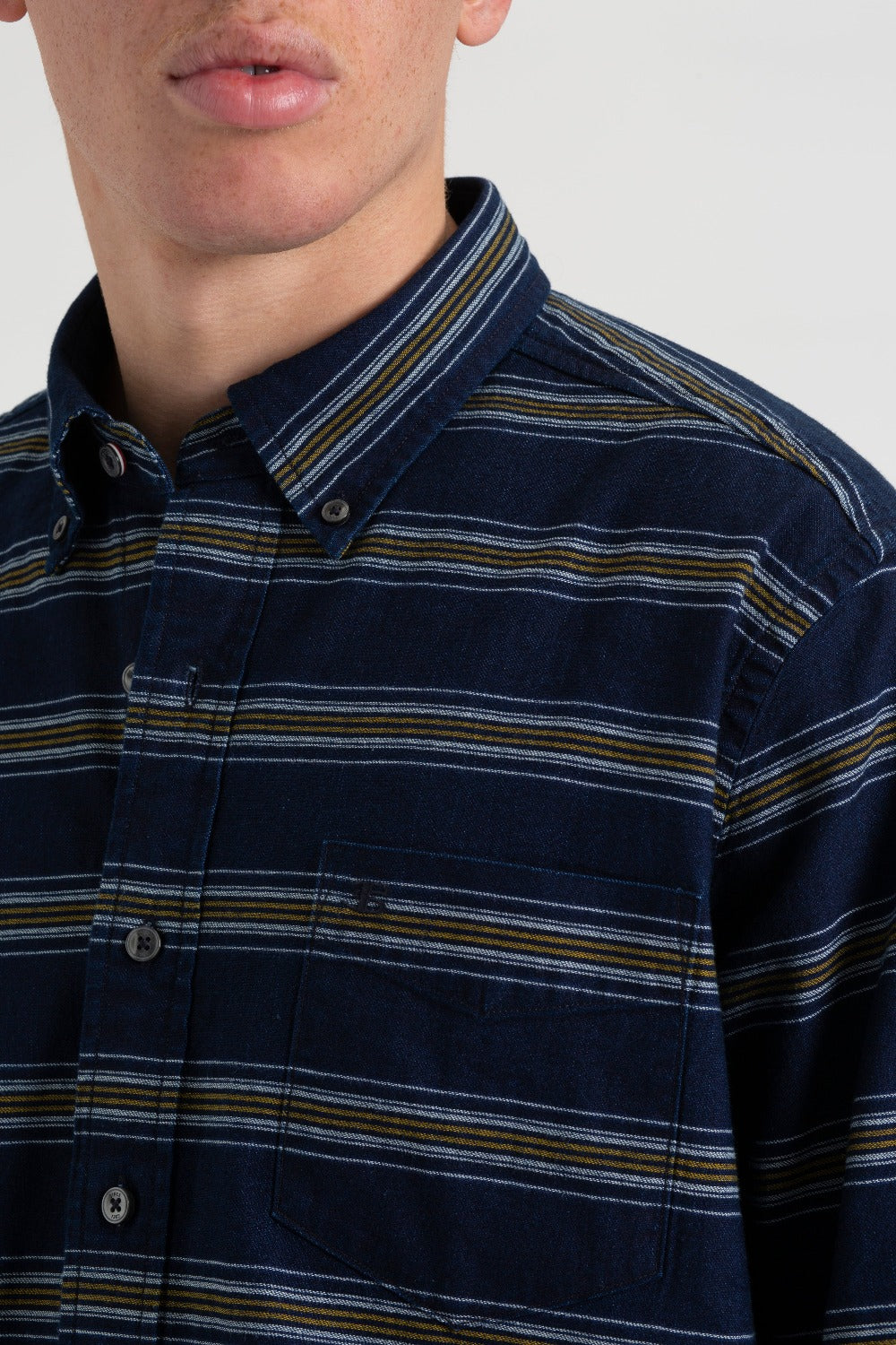 Camisas Ben Sherman Dalston Blues Long Sleeve Indigo Stripe Indigo | KSOTIAV-72