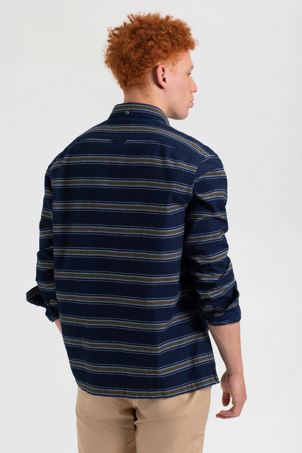 Camisas Ben Sherman Dalston Blues Long Sleeve Indigo Stripe Indigo | KSOTIAV-72