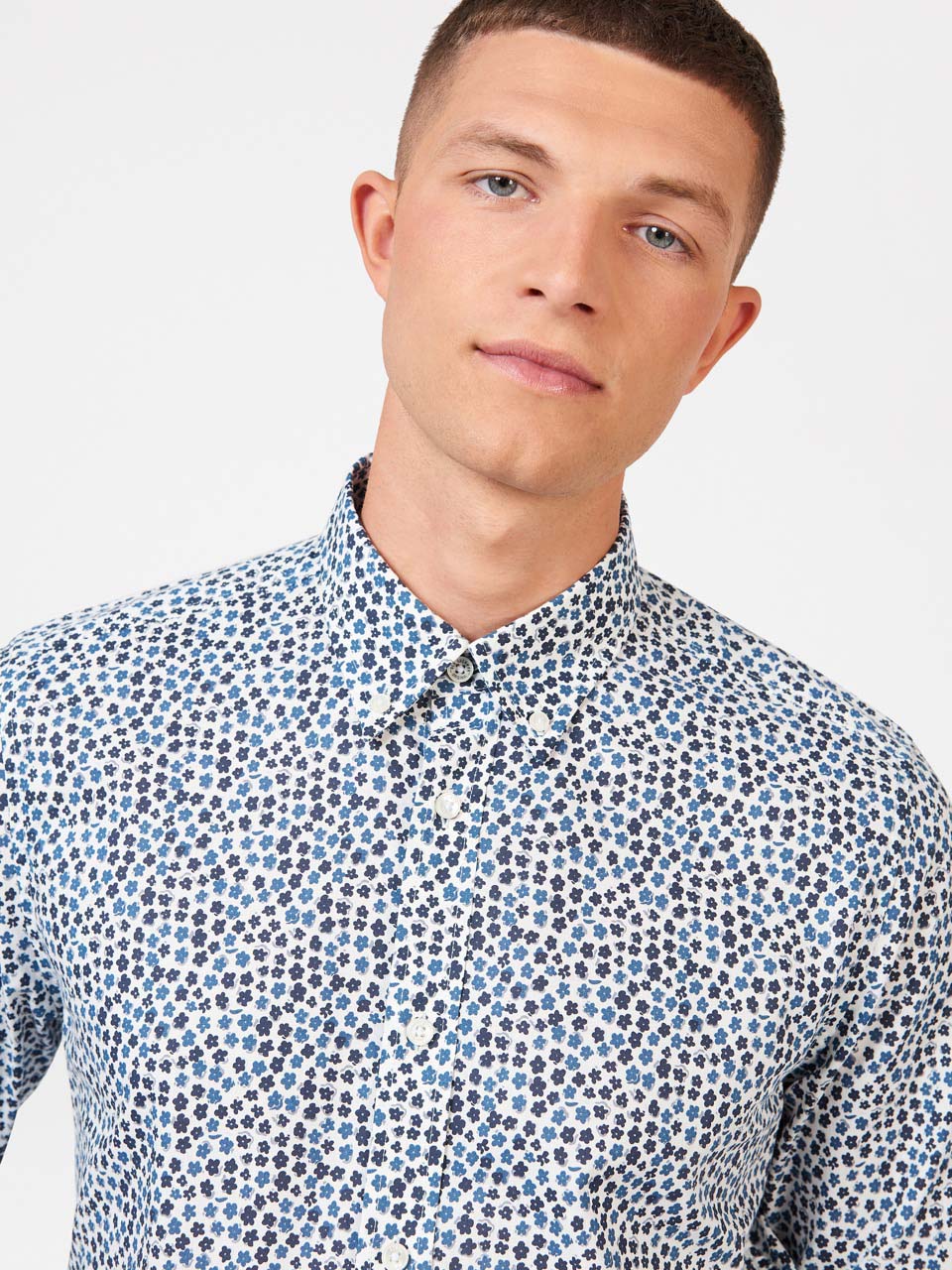 Camisas Ben Sherman Ditsy Floral Print Long Sleeve Blancas | OTIHKPV-49