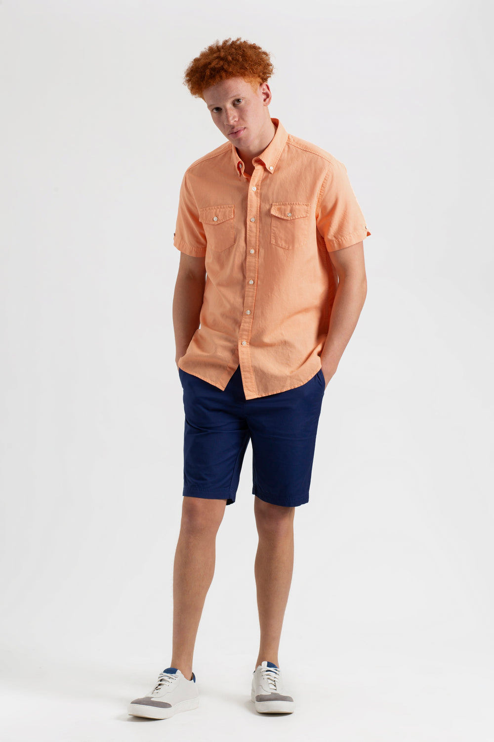 Camisas Ben Sherman Garment Dye Linen Naranjas | SGRVMTB-29