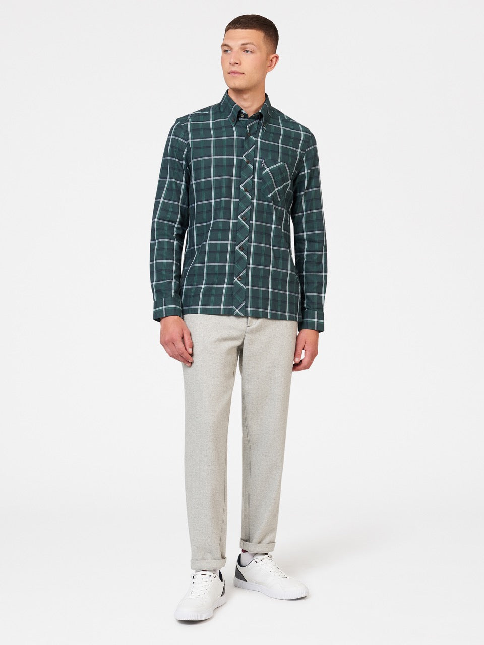 Camisas Ben Sherman Grid Check Verde | GKLAXHQ-03