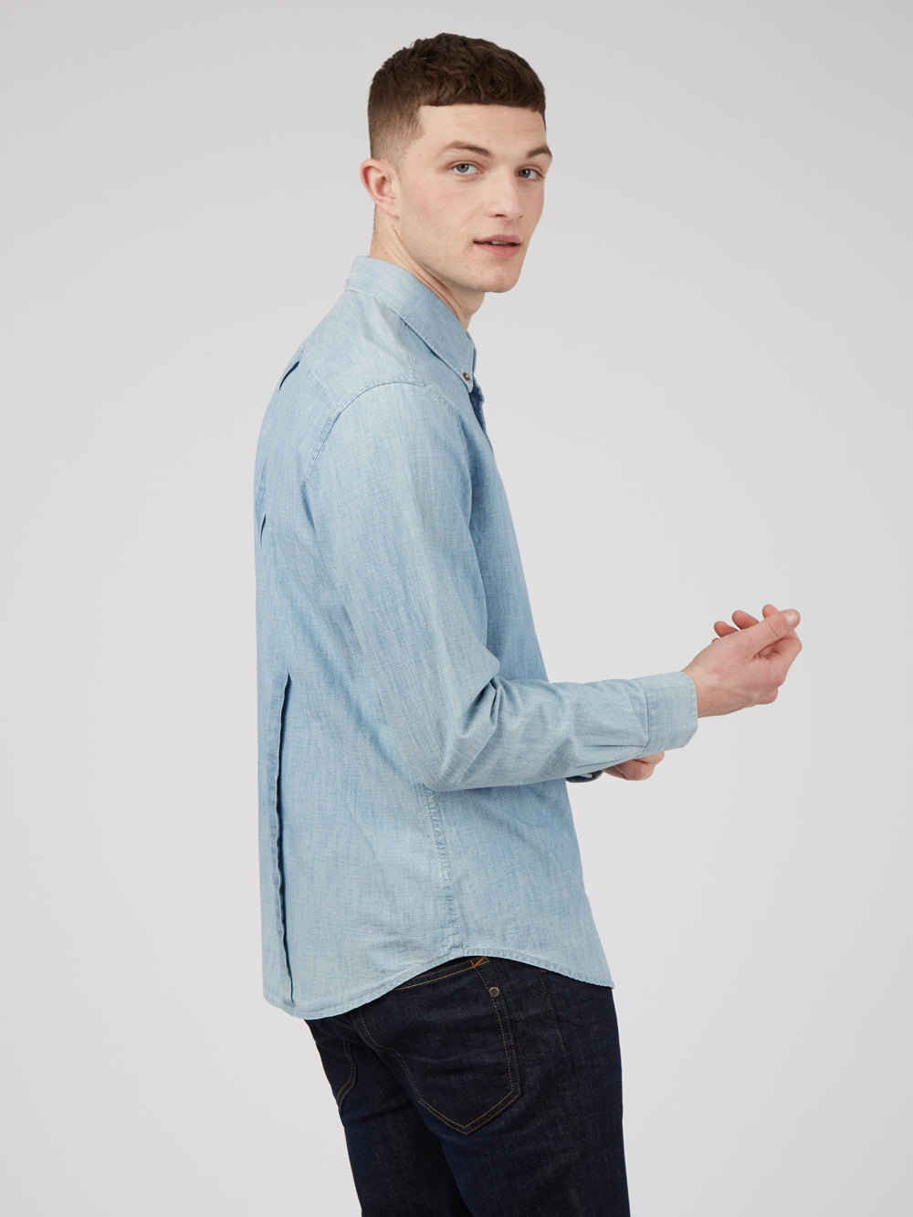 Camisas Ben Sherman Long-Sleeve Chambray Azules Azul Marino | KMRCAND-43