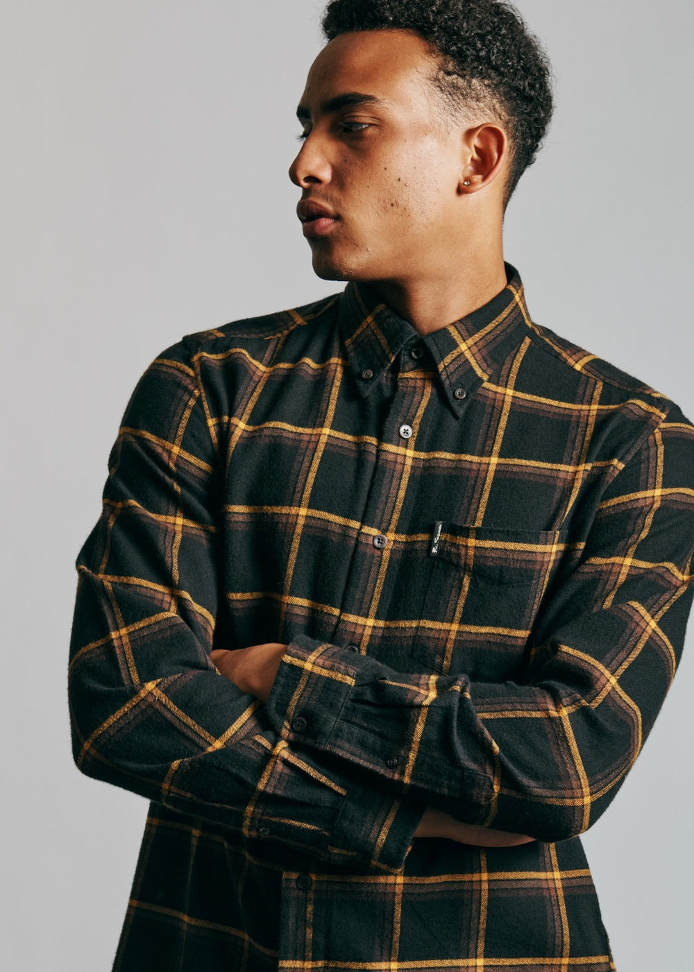 Camisas Ben Sherman Oversized Brushed Check Negras | EQXHKPF-81