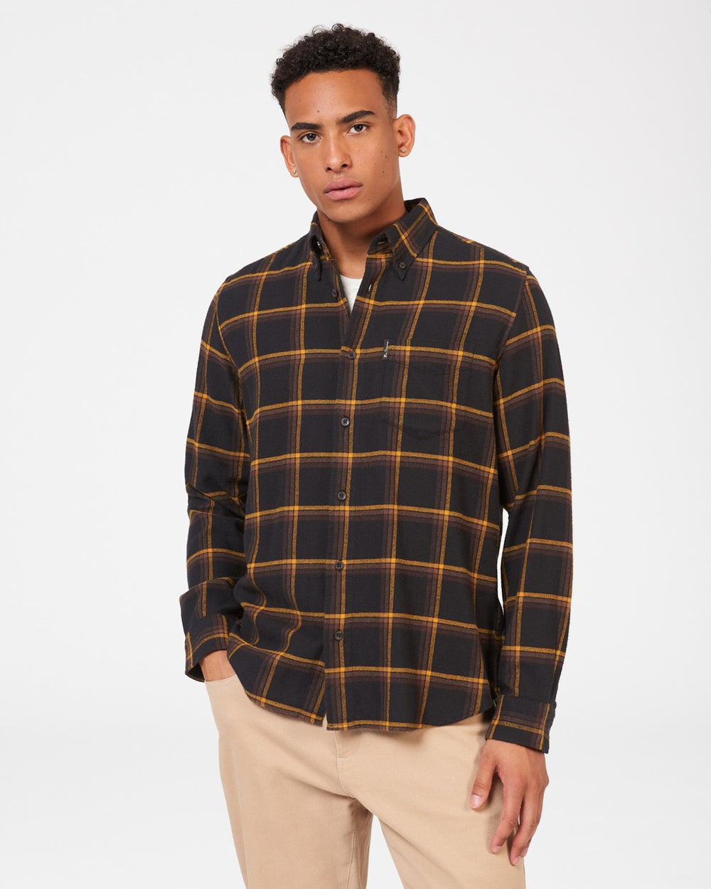 Camisas Ben Sherman Oversized Brushed Check Negras | EQXHKPF-81