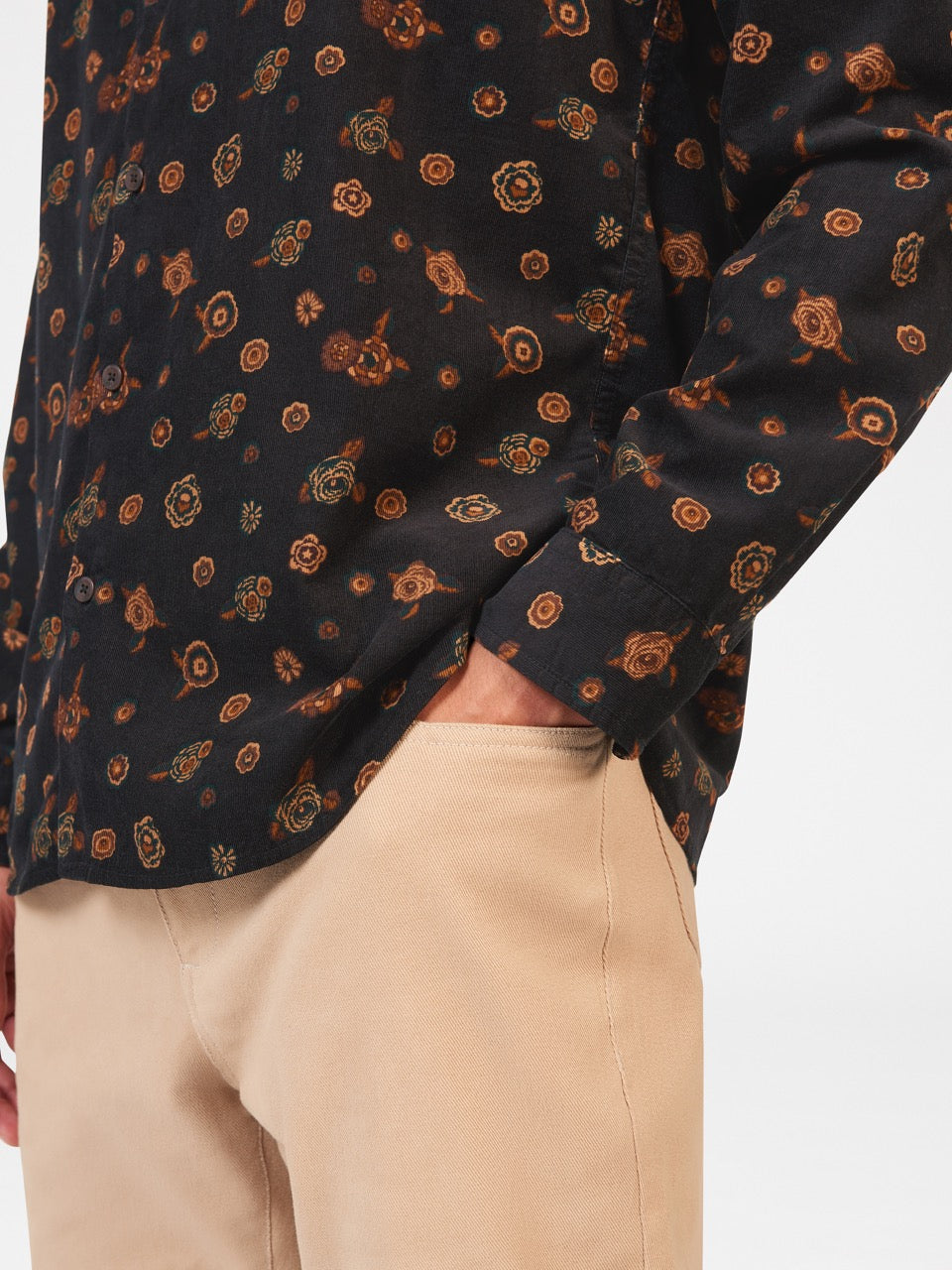 Camisas Ben Sherman Retro Floral Print Corduroy Negras | CVXKJLN-21