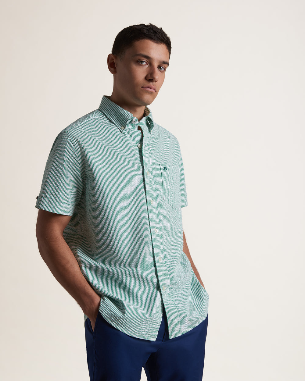 Camisas Ben Sherman Seersucker Bengal Stripe Verde | VQPGCOM-38