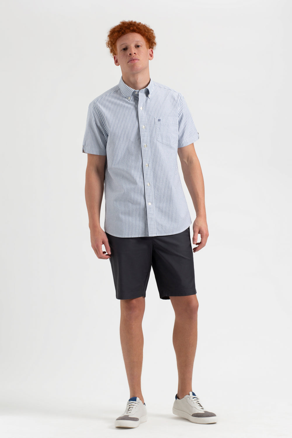 Camisas Ben Sherman Short Sleeve Brighton Oxford Organic Bengal Stripe Indigo Rayadas | SNDKILX-79