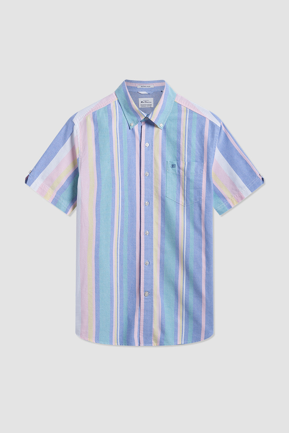 Camisas Ben Sherman Short Sleeve Brighton Oxford Organic Stripe Multicolor Rayadas | CYWSLQV-70