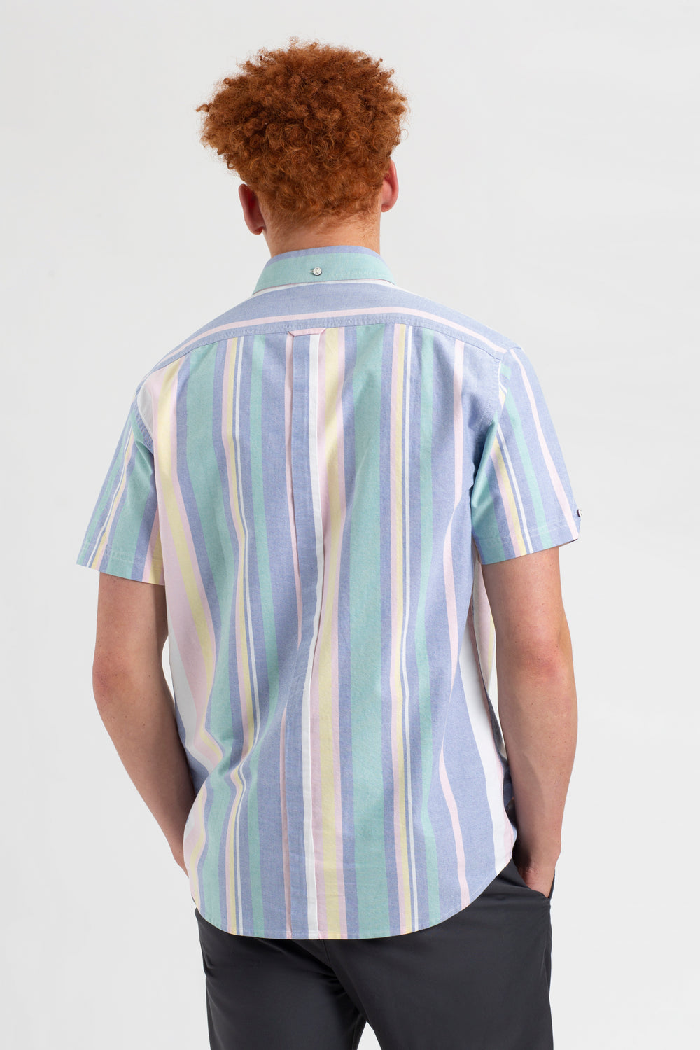 Camisas Ben Sherman Short Sleeve Brighton Oxford Organic Stripe Multicolor Rayadas | CYWSLQV-70