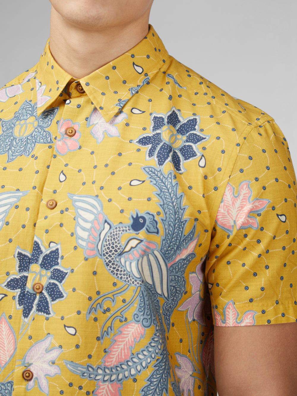 Camisas Ben Sherman Signature Abstract Botanical Print Amarillo | AZXGMUL-28