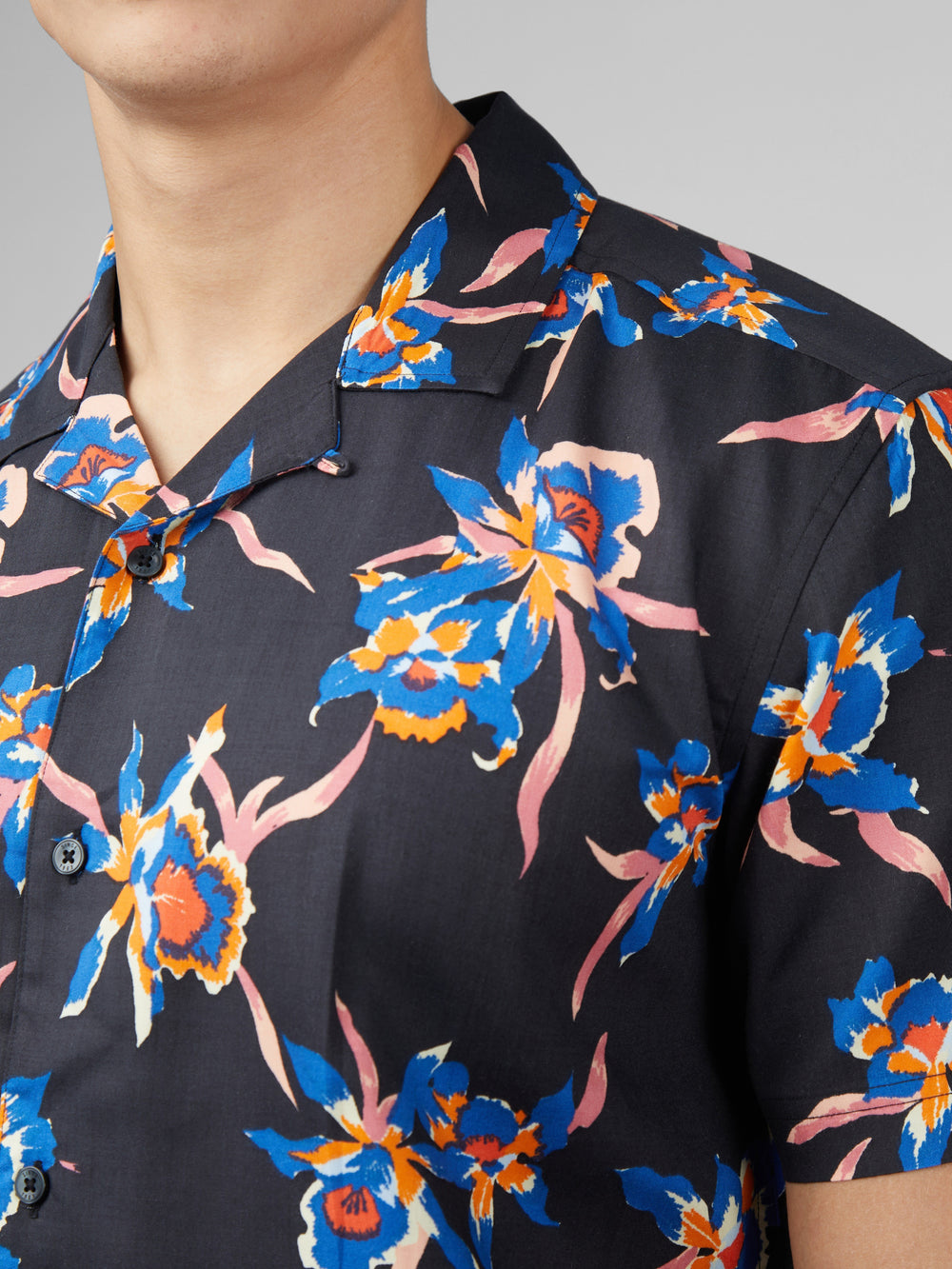 Camisas Ben Sherman Signature Botanical Print Negras | HRJDPAM-39