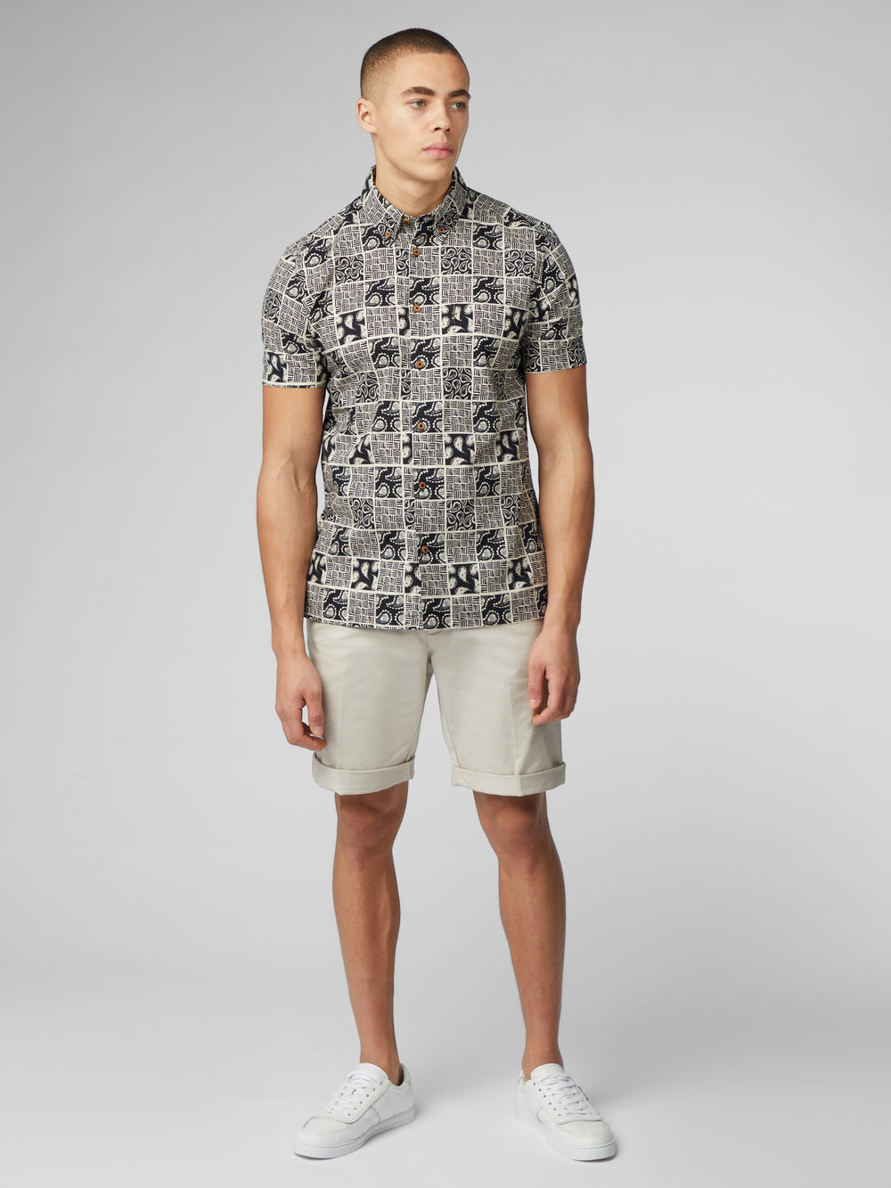 Camisas Ben Sherman Signature Checkerboard Paisley Print Negras | HWCBEKG-12