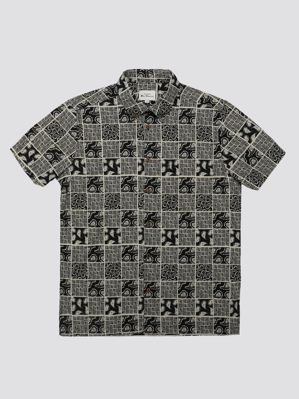 Camisas Ben Sherman Signature Checkerboard Paisley Print Negras | HWCBEKG-12